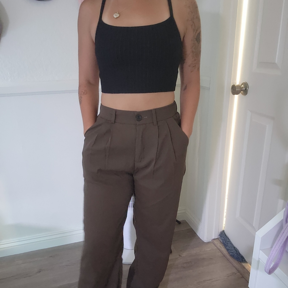 Brown baggy pants - small - waist 25
